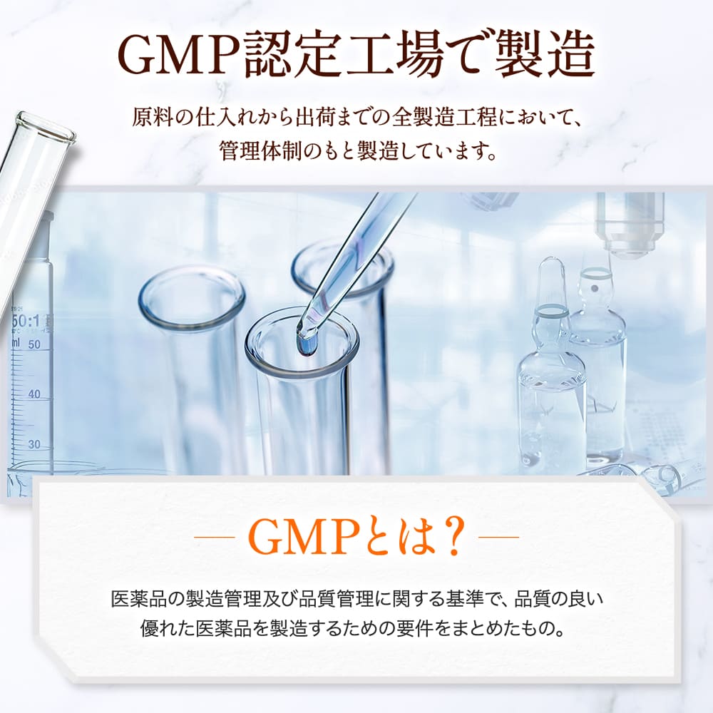 GMP認定工場で製造、だから安心